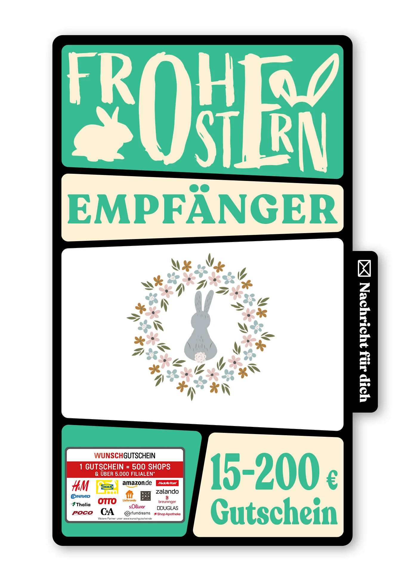 Digital - Frohe Ostern - Blumenkranz Hase