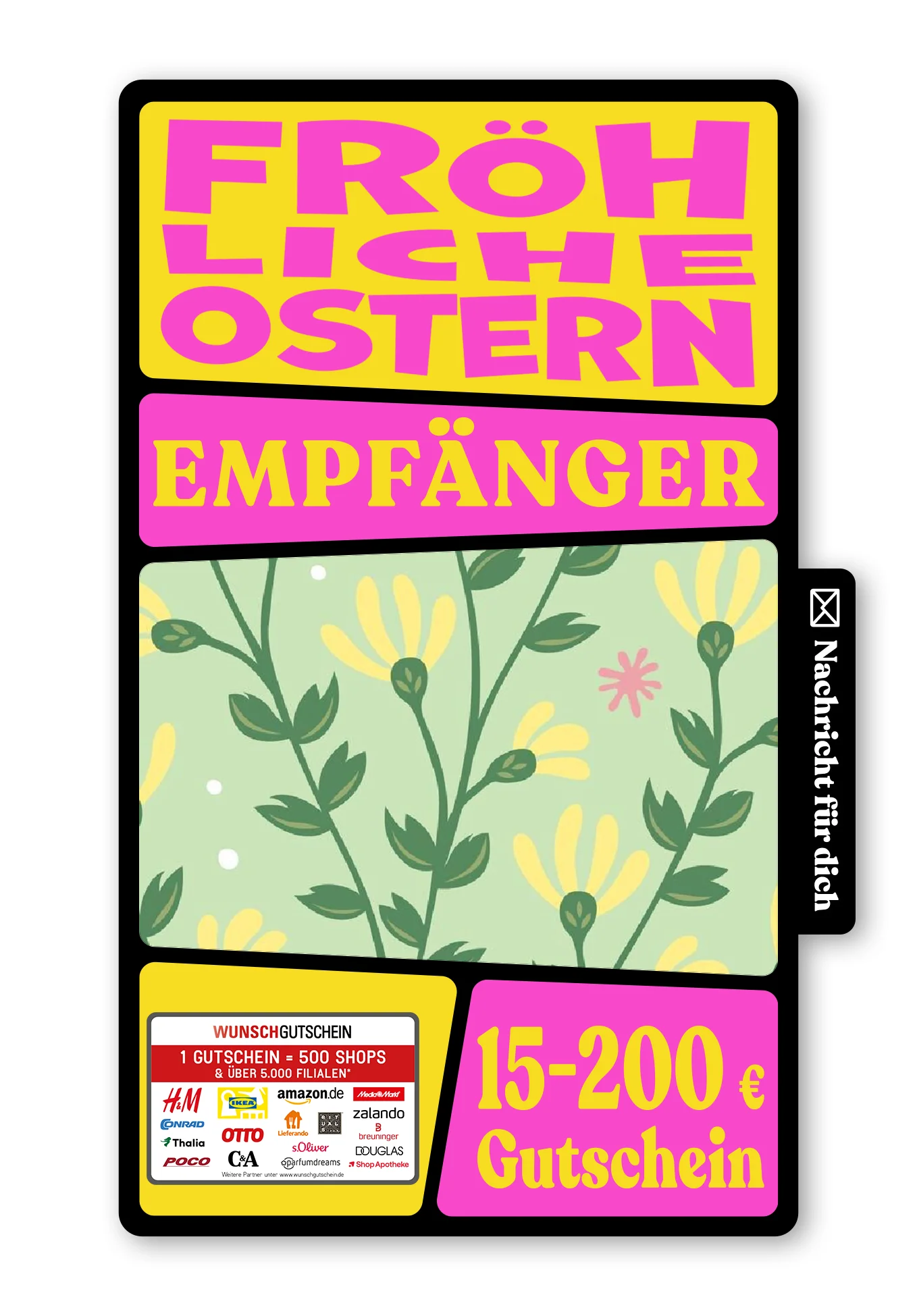 Digital - Frohe Ostern - Blumenmuster Grün