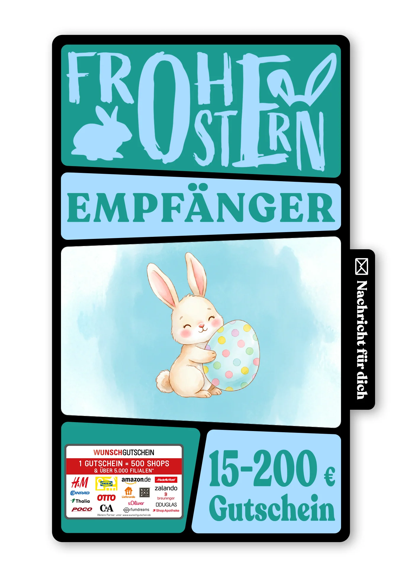 Digital - Frohe Ostern - Hase mit Ei Blau