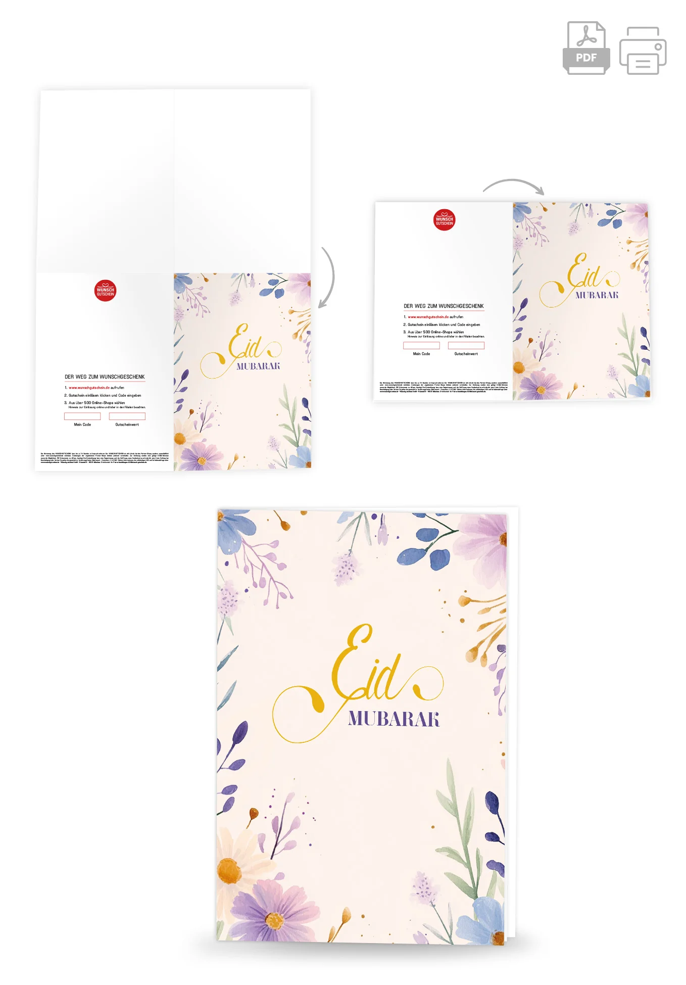 Eid Mubarak - Aquarellblumen Beige - Image 4