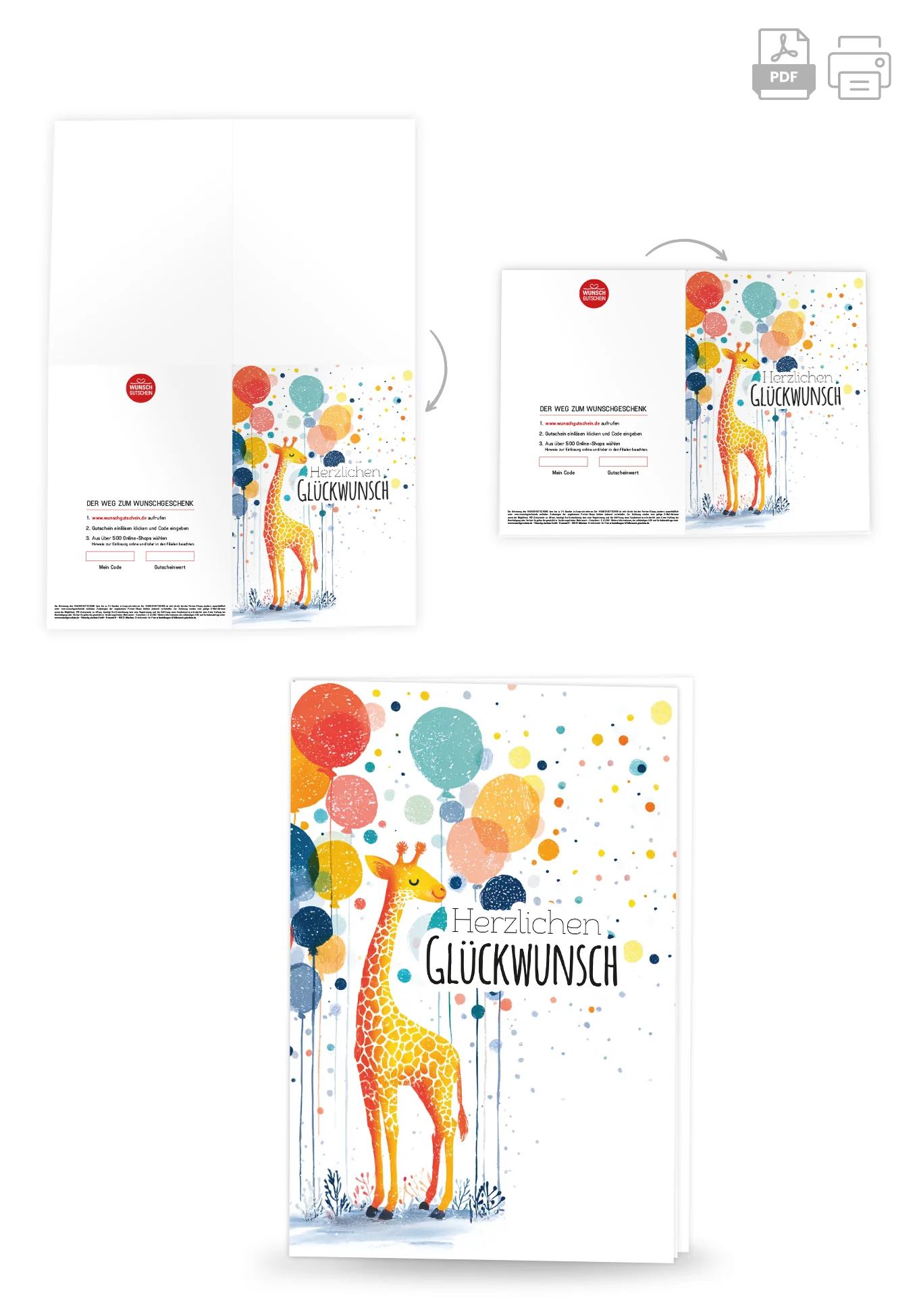 Herzlichen Glückwunsch - Giraffe und Ballons - Image 4