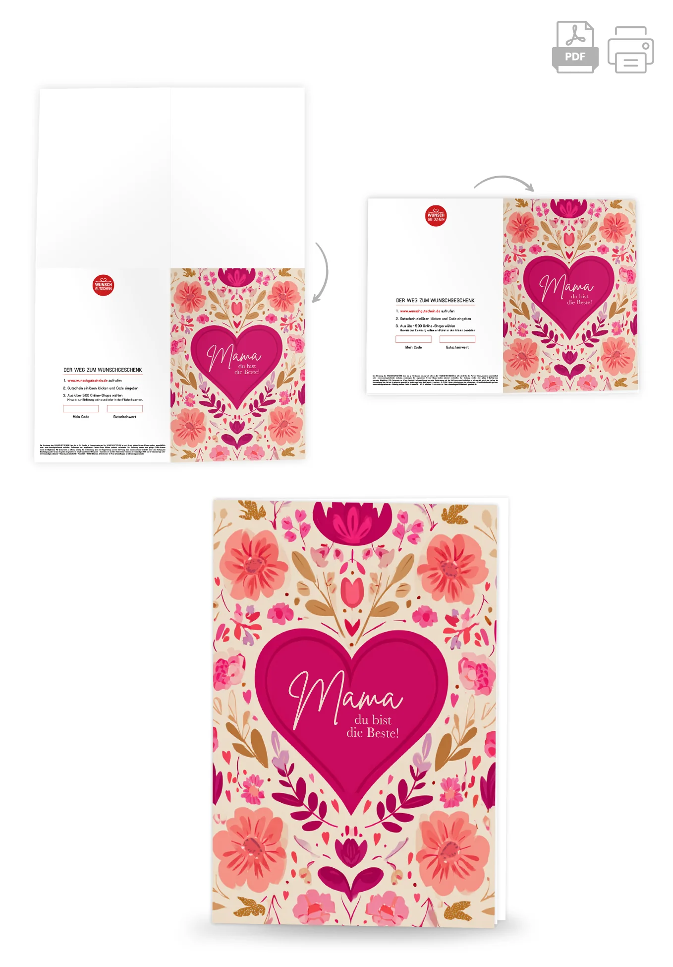 Mama du bist die Beste - Herz Blumenmuster - Image 4