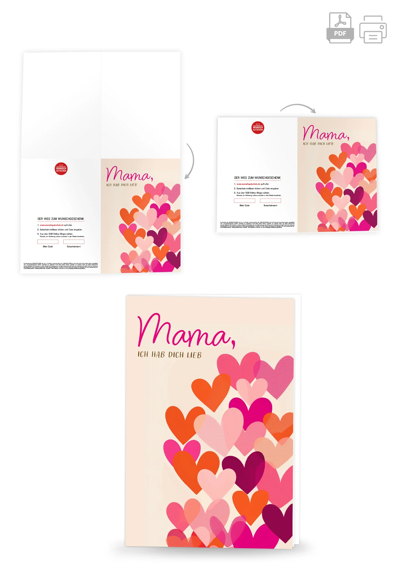 Mama ich hab dich lieb - Herzen Pink Orange - Image 4